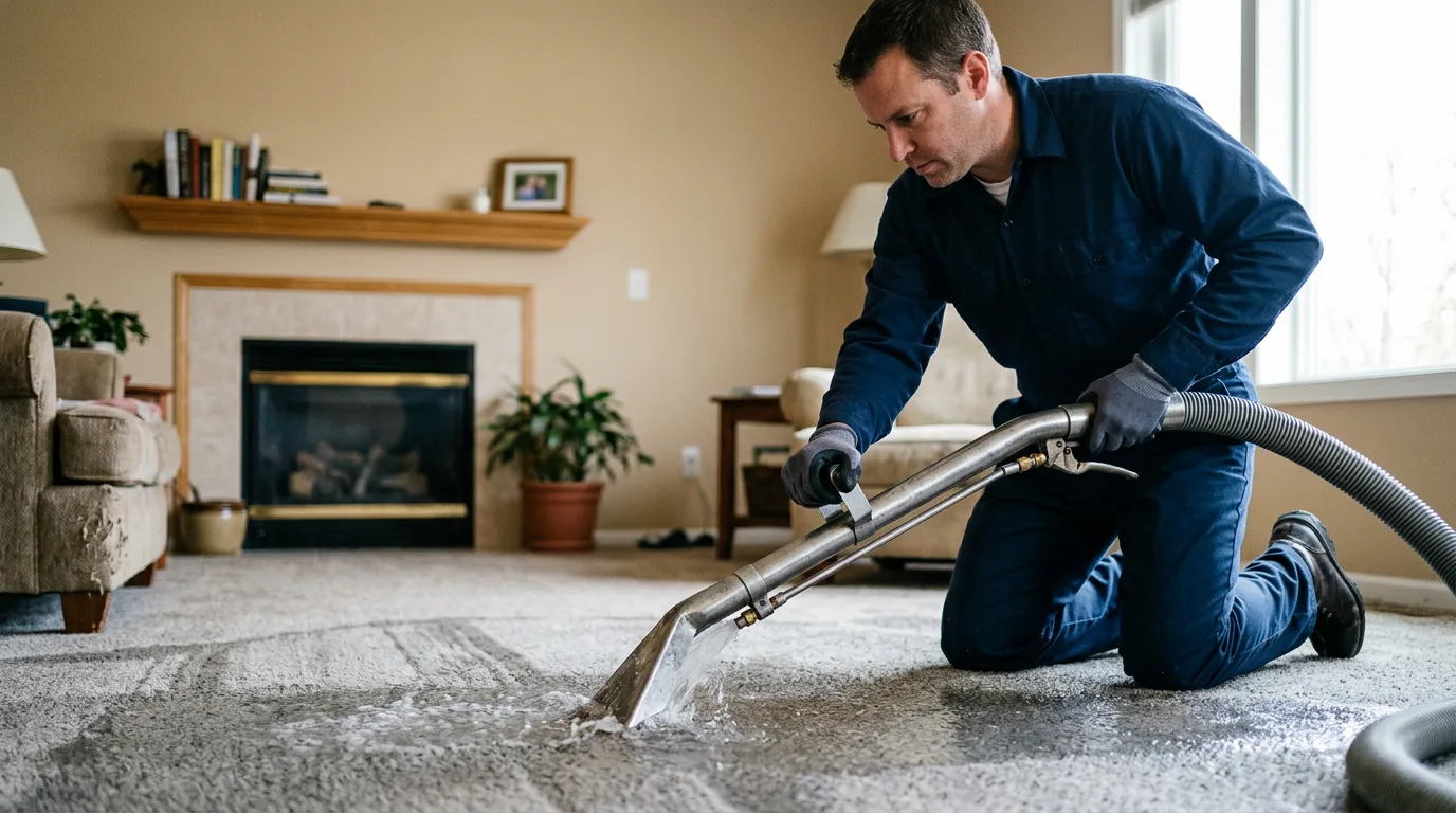 Water damage restoration technician working near Auburn Hills, MI